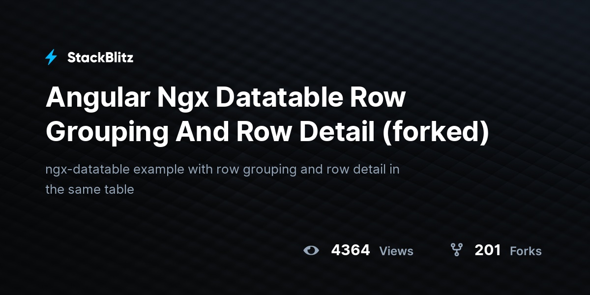 Angular Ngx Datatable Row Grouping And Row Detail (forked) - StackBlitz