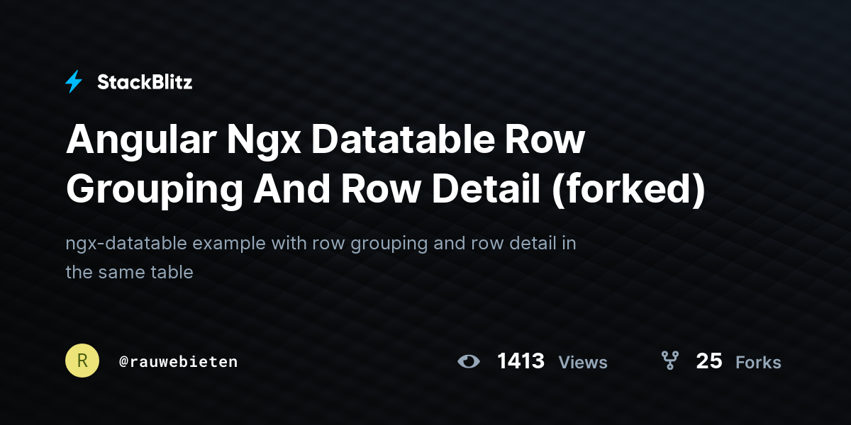 Angular Ngx Datatable Row Grouping And Row Detail (forked) - StackBlitz