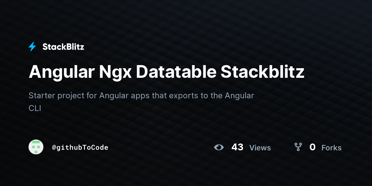 Angular Ngx Datatable Stackblitz - StackBlitz