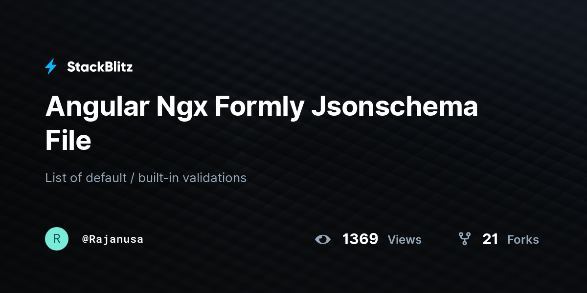 Angular Ngx Formly Jsonschema File - StackBlitz