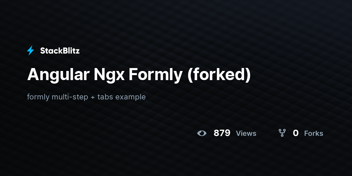 Angular Ngx Formly (forked) - StackBlitz