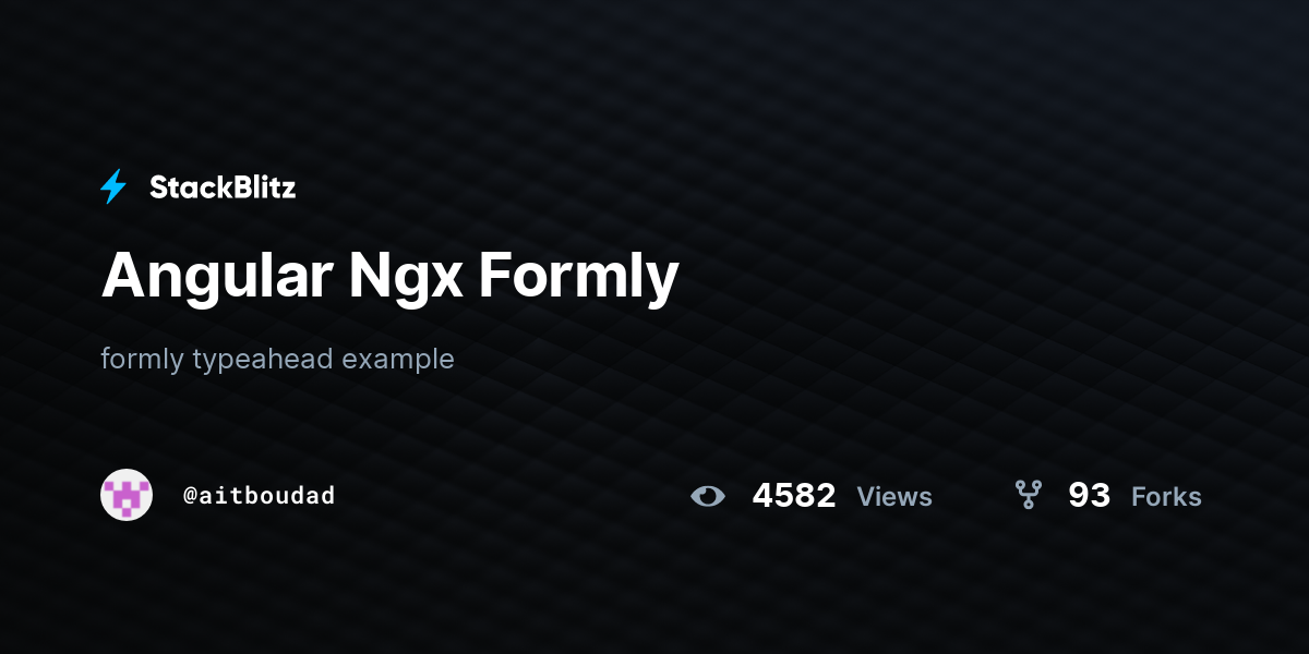 Angular Ngx Formly Stackblitz