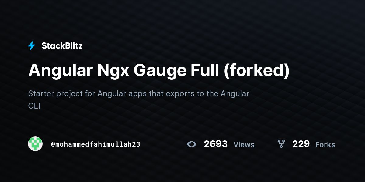 Angular Ngx Gauge Full (forked) StackBlitz