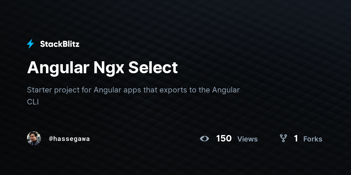 Angular Ngx Select - StackBlitz