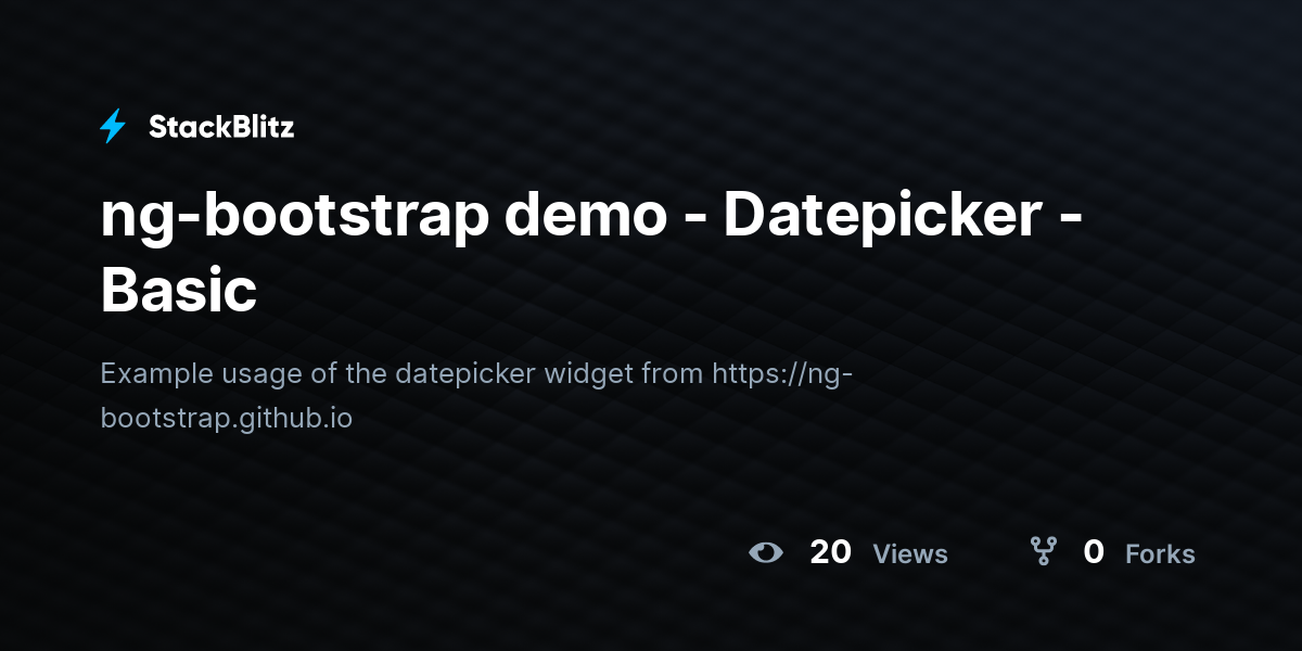 ng-bootstrap demo - Datepicker - Basic - StackBlitz
