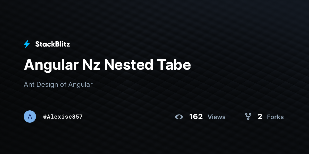 Angular Nz Nested Tabe - StackBlitz