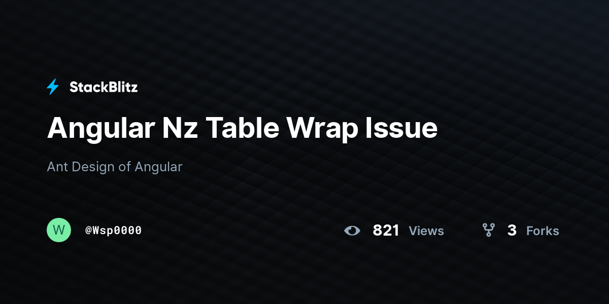 Angular Nz Table Wrap Issue - StackBlitz