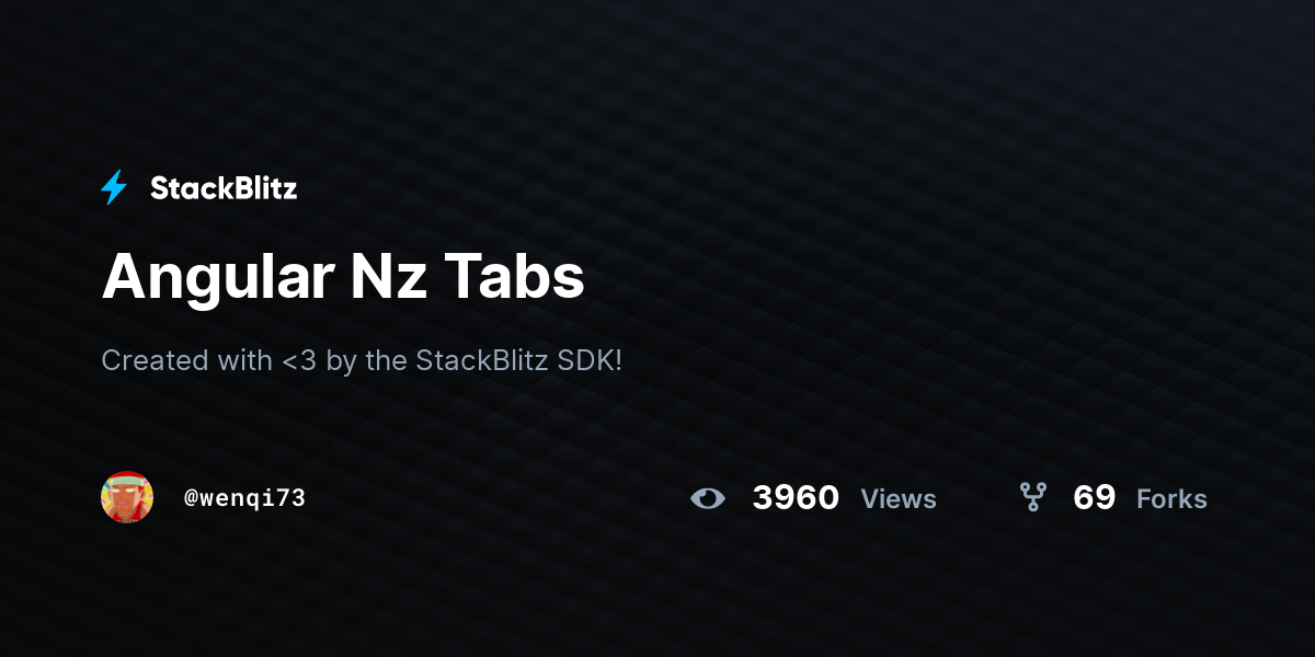 Angular Nz Tabs - StackBlitz