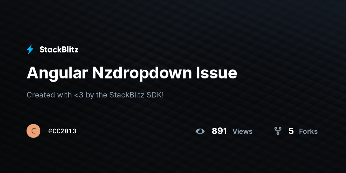 Angular Nzdropdown Issue - StackBlitz