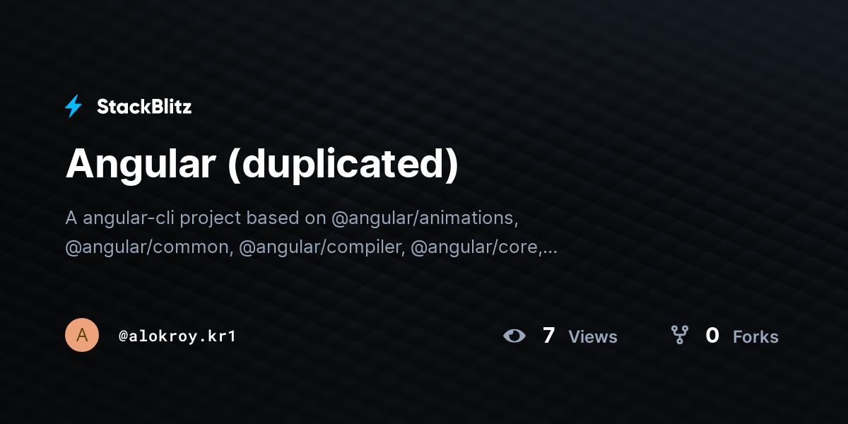 Angular (duplicated) - StackBlitz