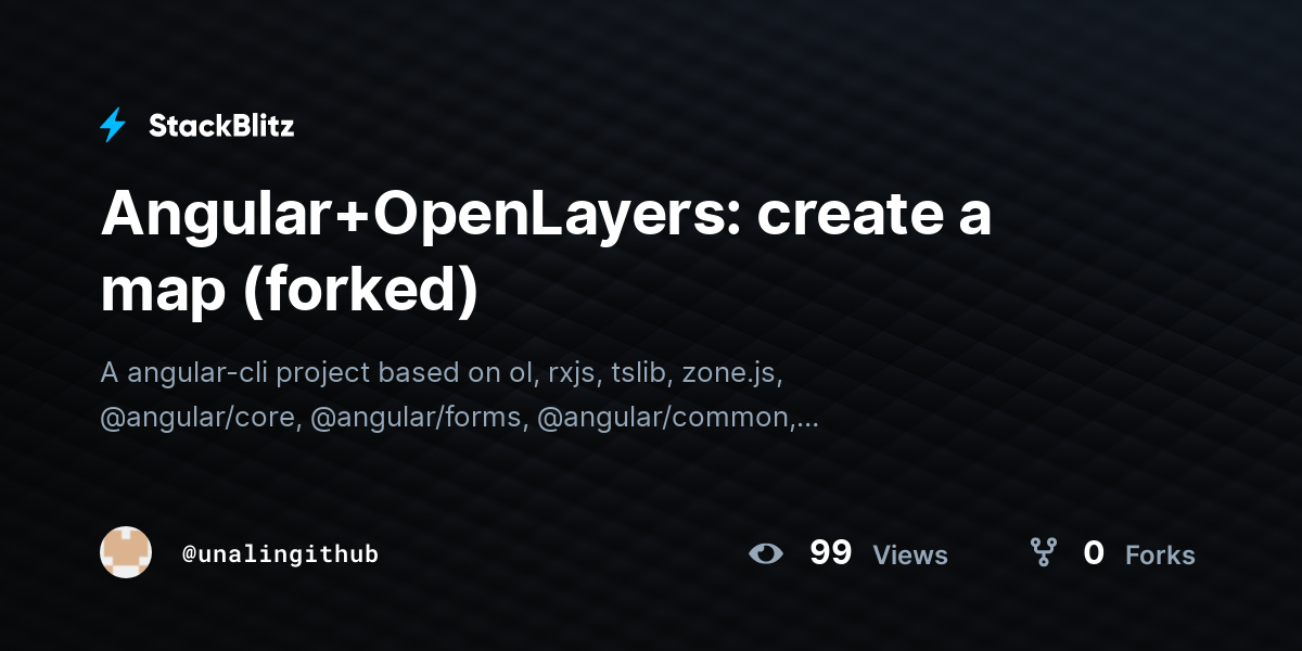 Angular+OpenLayers: create a map (forked) - StackBlitz