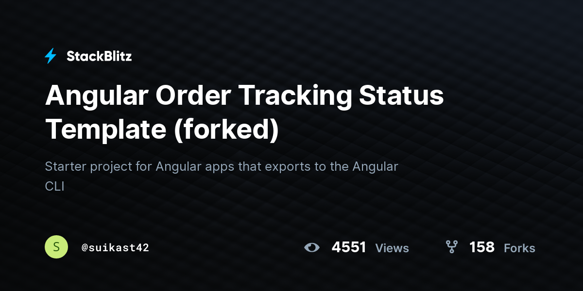 Angular Order Tracking Status Template (forked) - StackBlitz