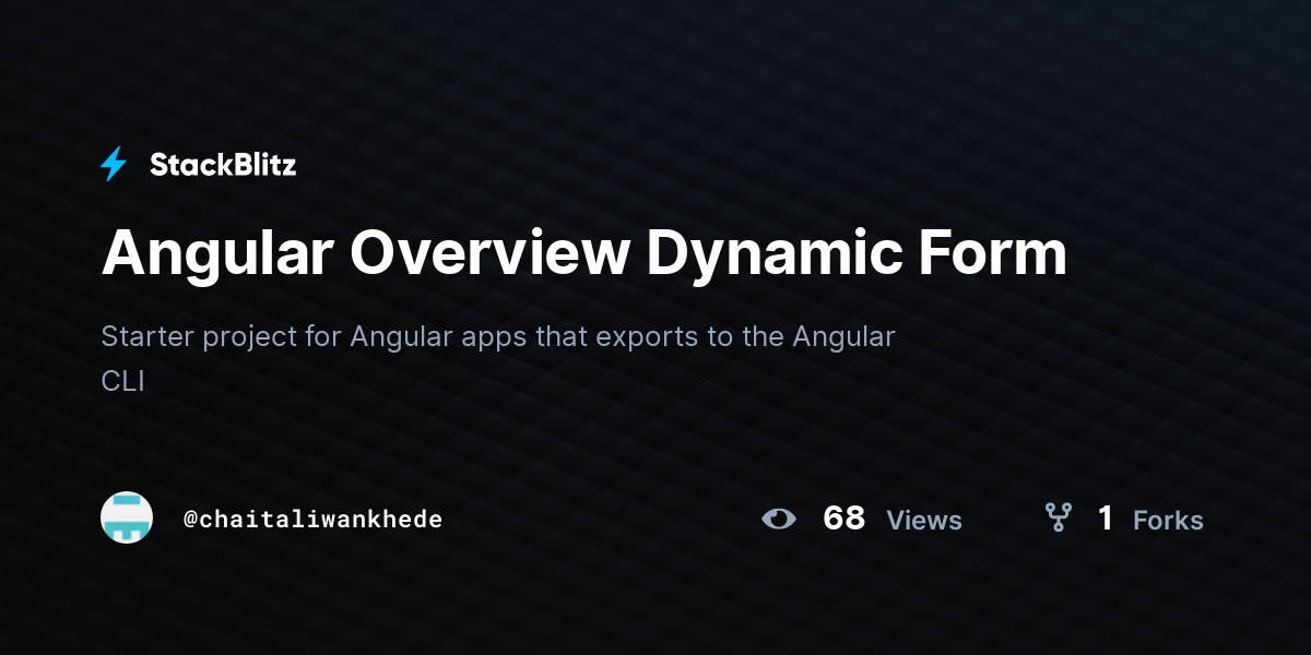 Angular Overview Dynamic Form - StackBlitz