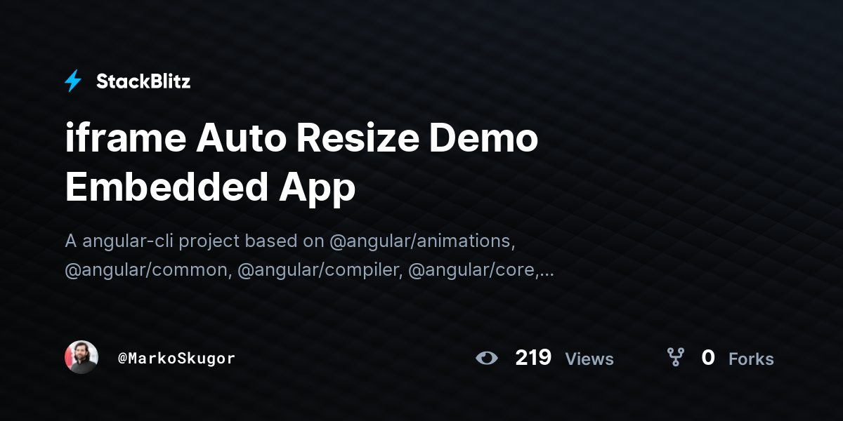 iframe Auto Resize Demo Embedded App - StackBlitz