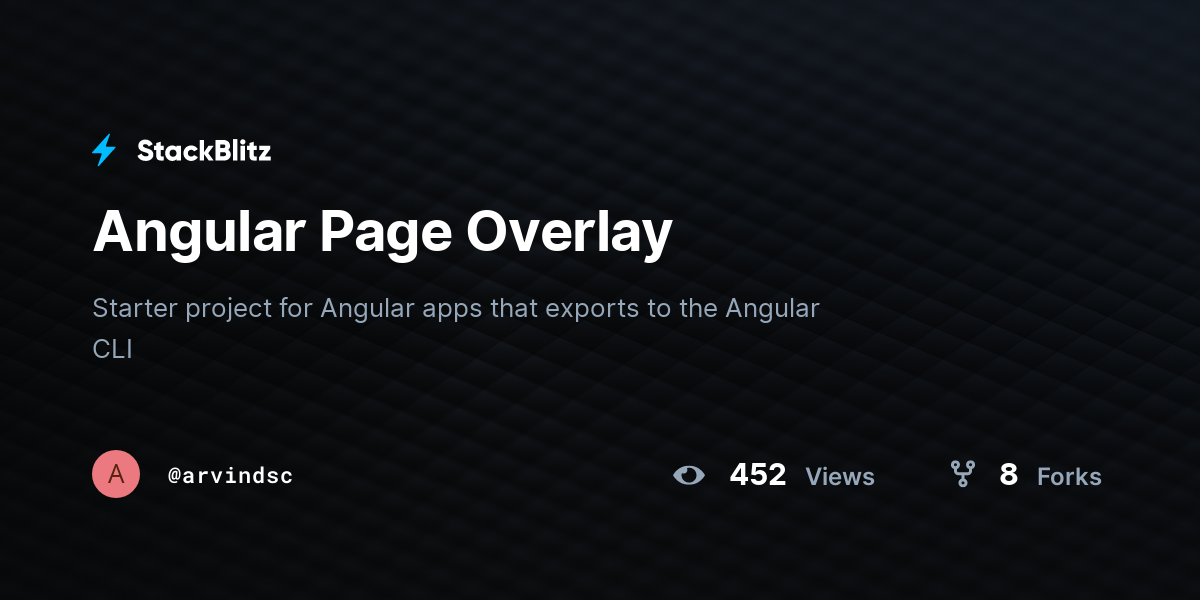 Angular Page Overlay - StackBlitz