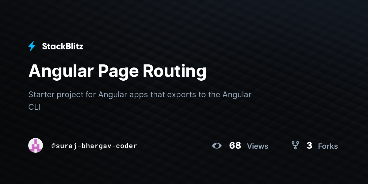 Angular Page Routing - StackBlitz