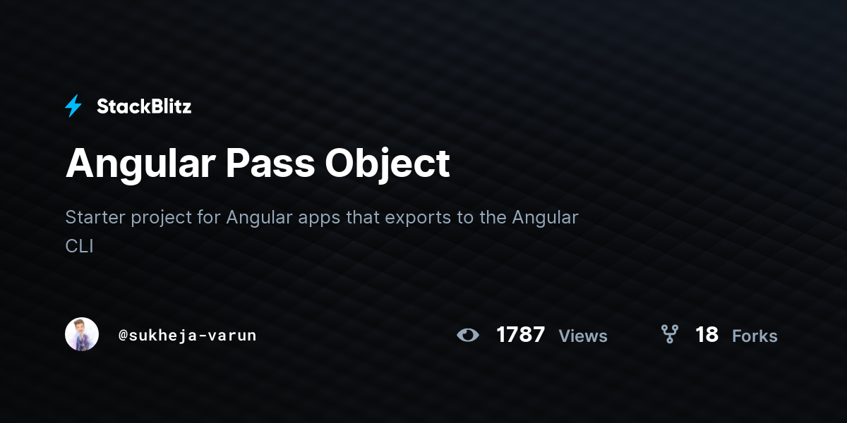 Angular Pass Object - StackBlitz