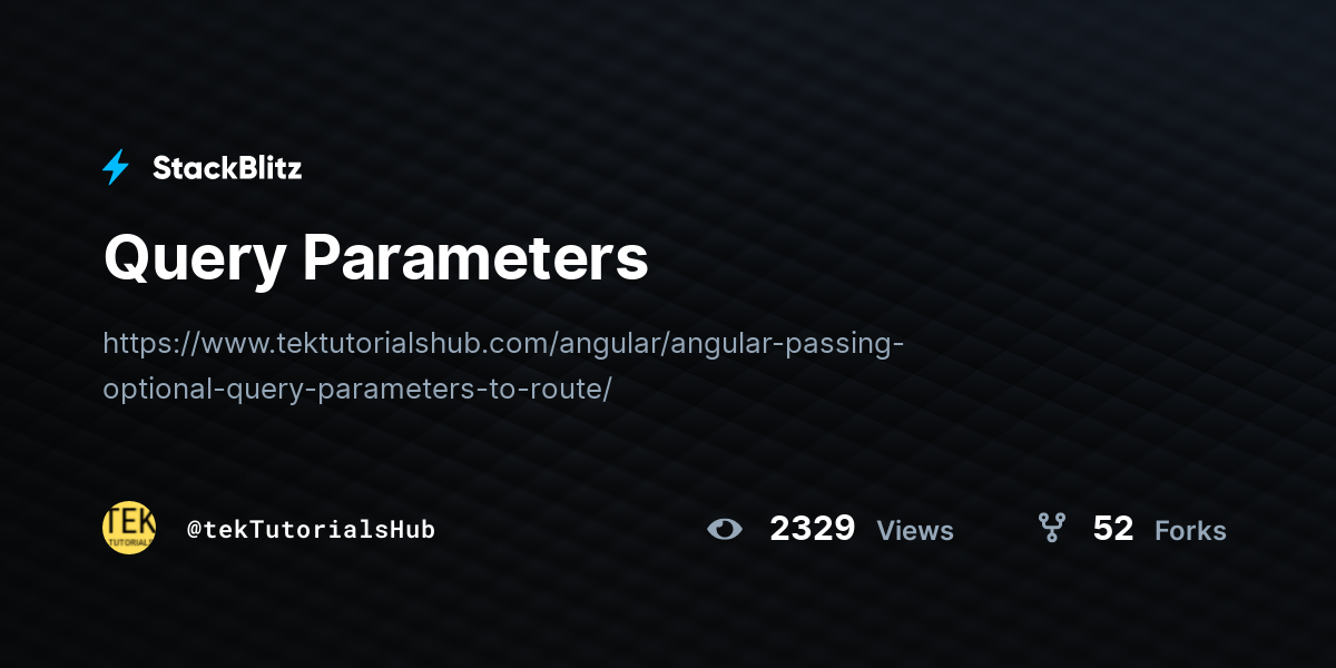 Query Parameters - StackBlitz