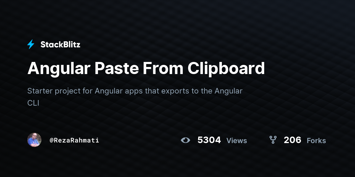 Angular Paste From Clipboard StackBlitz