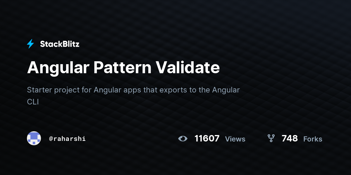 Angular Pattern Validate - StackBlitz