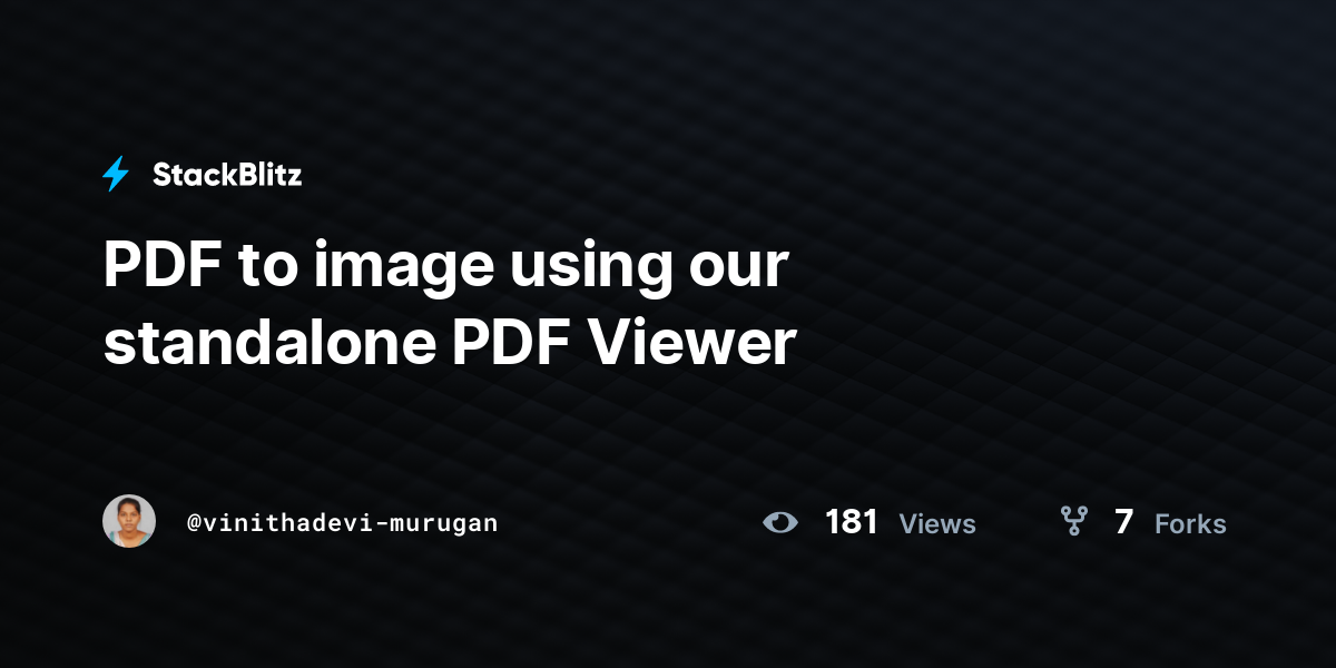 PDF to image using our standalone PDF Viewer - StackBlitz