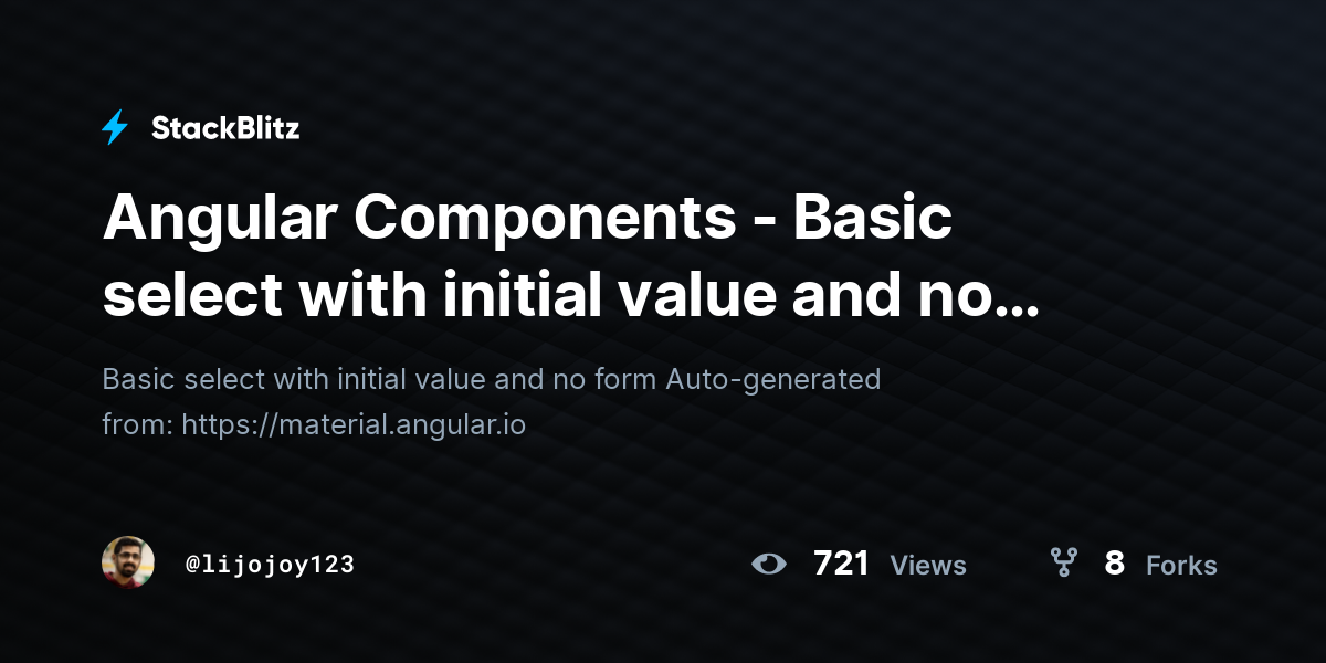 Angular Components - Basic select with initial value and no form ...