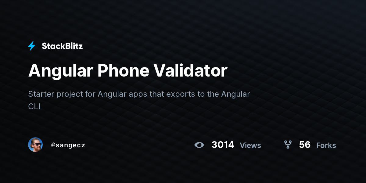 Angular Phone Validator - StackBlitz