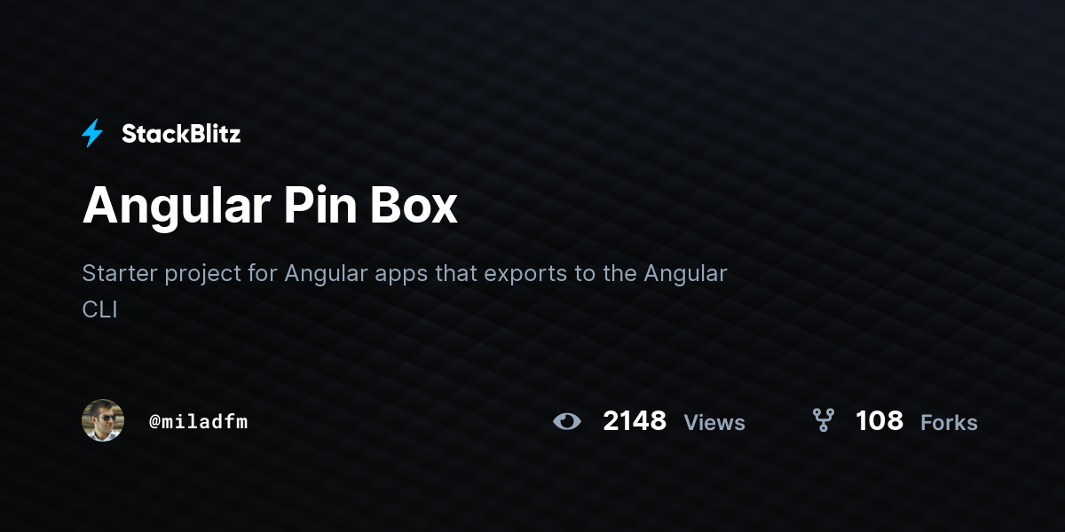 Angular Pin Box - StackBlitz