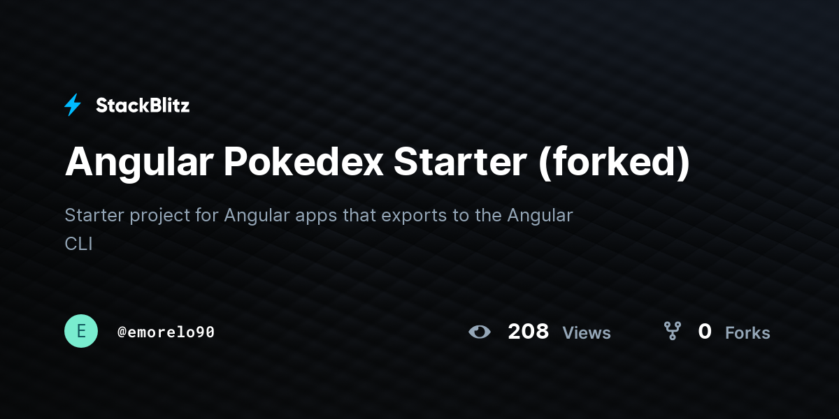 Angular Pokedex Starter (forked) - StackBlitz