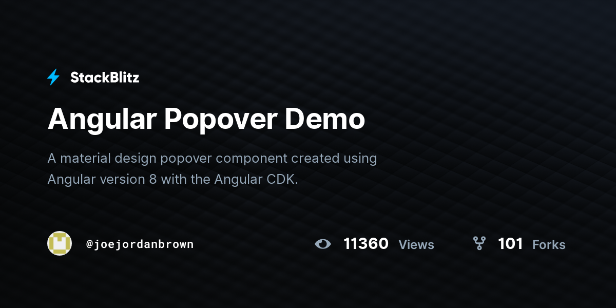 Angular Popover Demo - StackBlitz