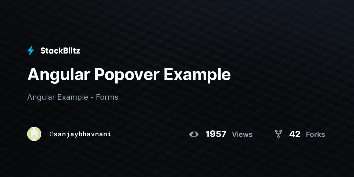 Angular Popover Example - StackBlitz