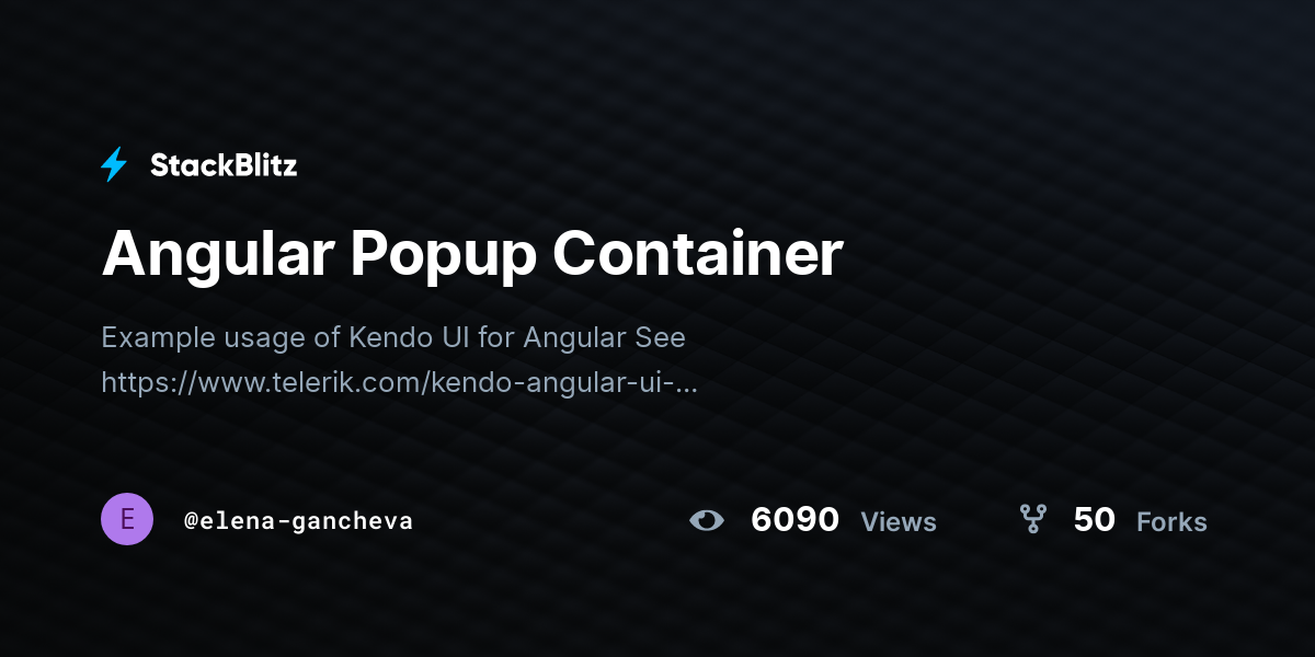 Angular Popup Container - StackBlitz