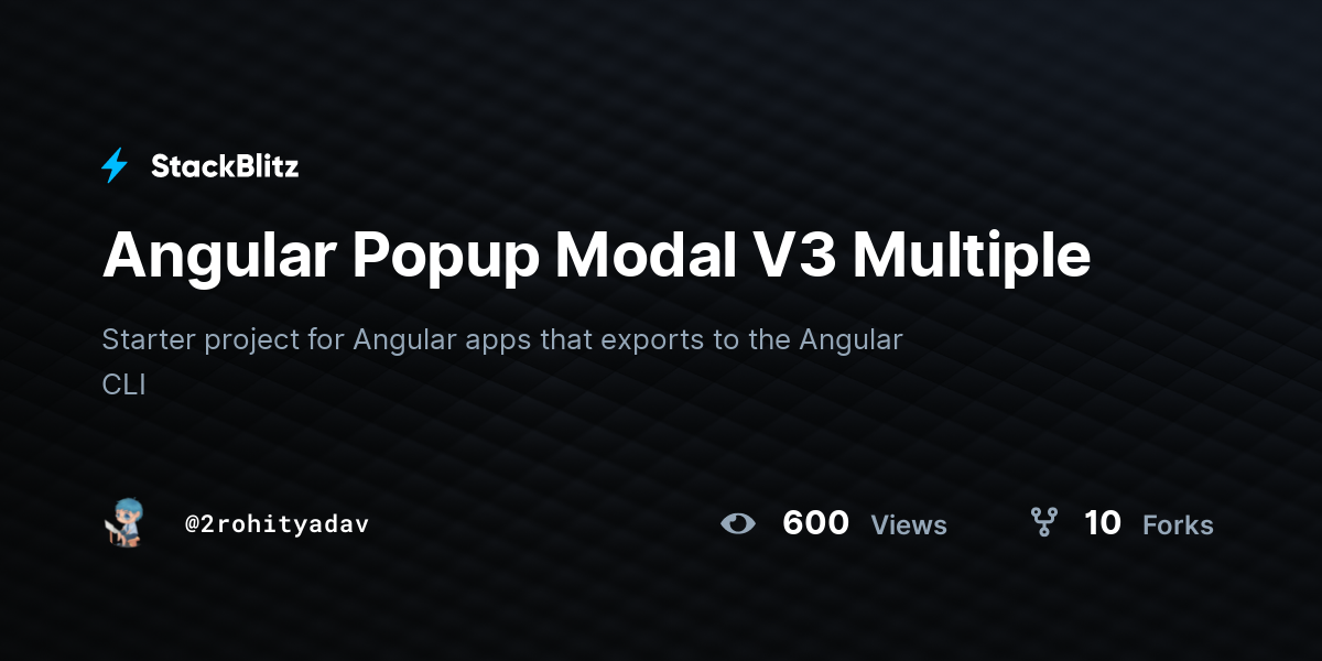 Angular Popup Modal V3 Multiple - StackBlitz