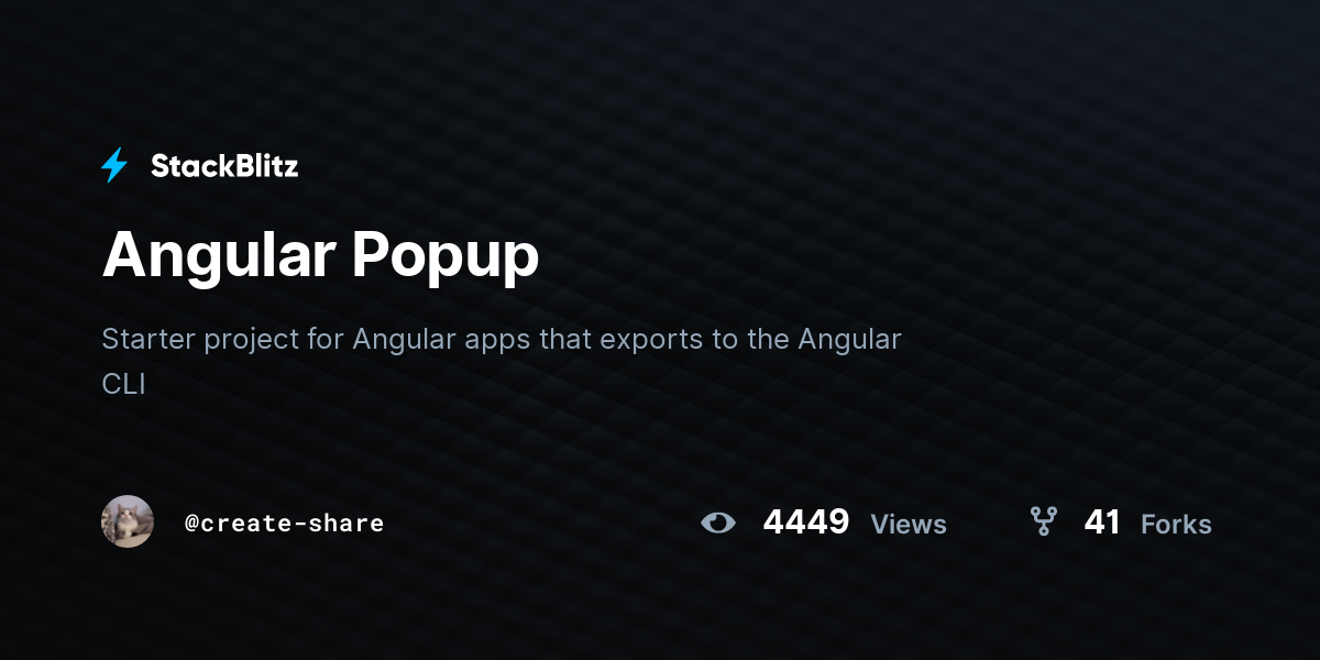 Angular Popup - StackBlitz