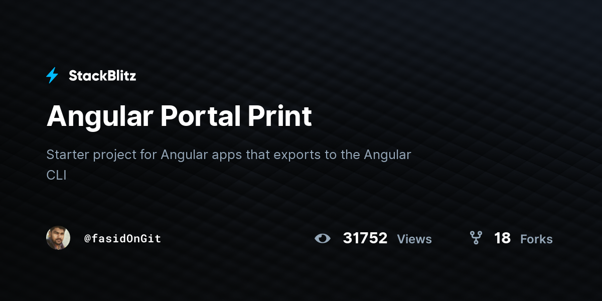 Angular portal print stackblitz
