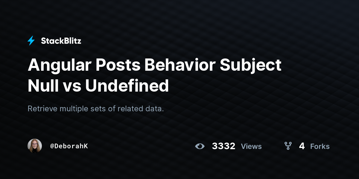 Angular Posts Behavior Subject Null vs Undefined - StackBlitz