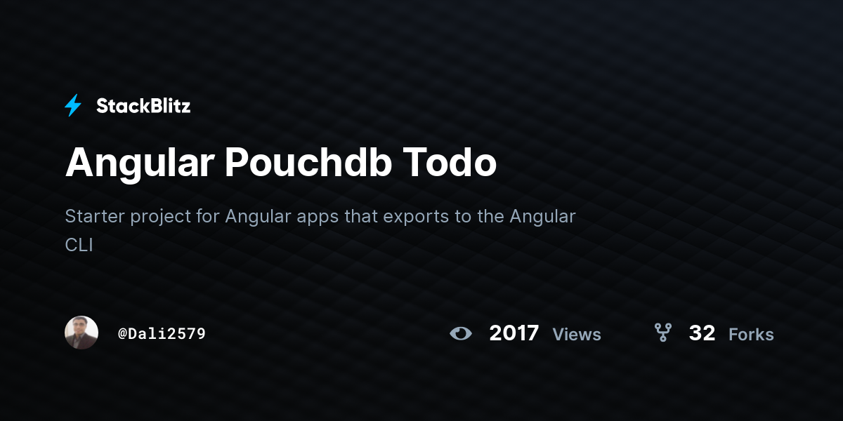 Angular Pouchdb Todo - StackBlitz