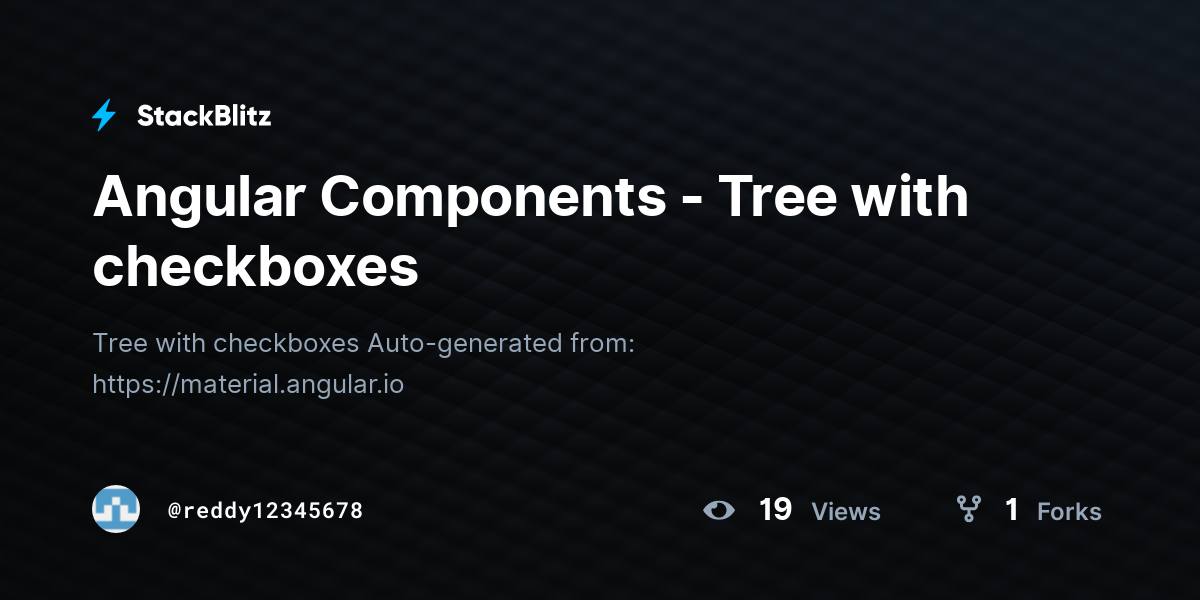 Angular Components - Tree with checkboxes - StackBlitz