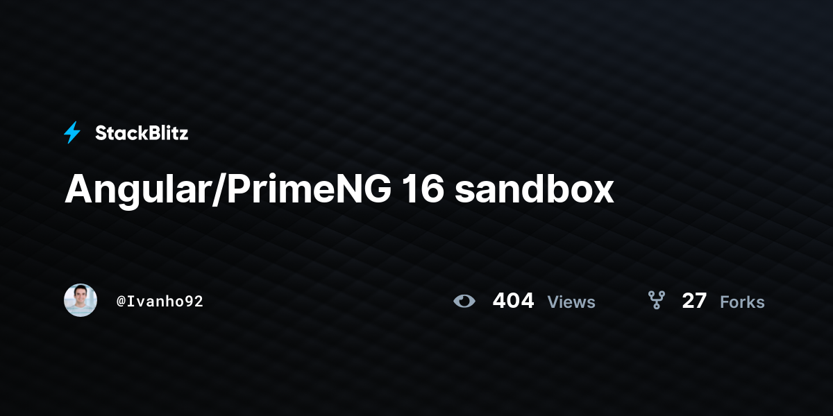 Angular/PrimeNG 16 sandbox - StackBlitz