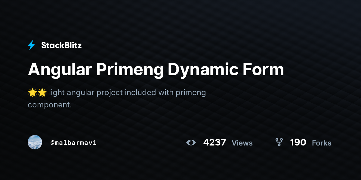 Angular Primeng Dynamic Form - StackBlitz