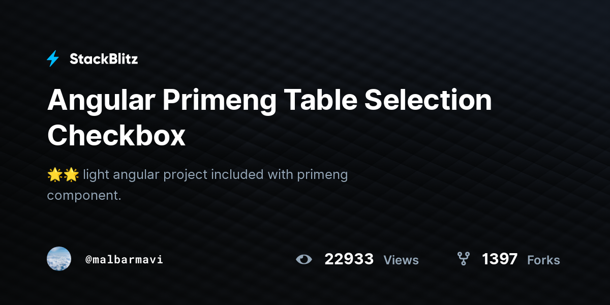 Angular Primeng Table Selection Checkbox - StackBlitz