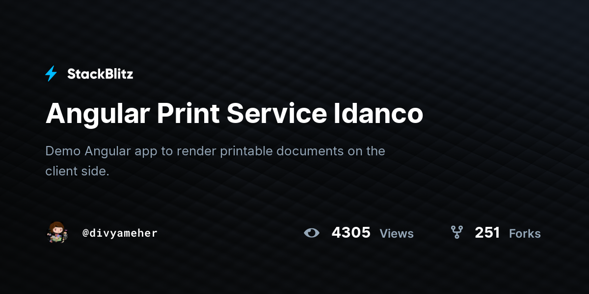 Angular Print Service Idanco - StackBlitz