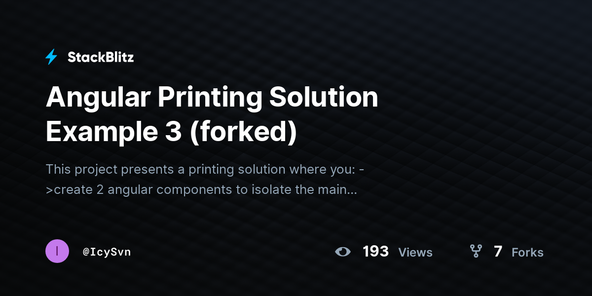 Angular Printing Solution Example 3 (forked) - StackBlitz