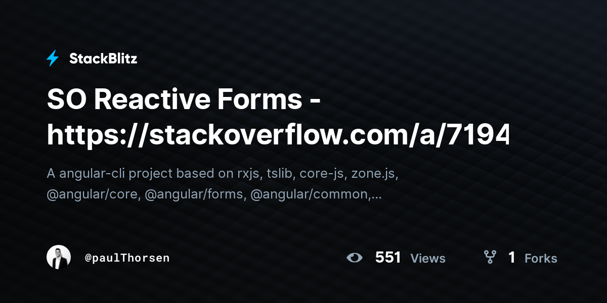 SO Reactive Forms - https://stackoverflow.com/a/71946752/11790081 ...