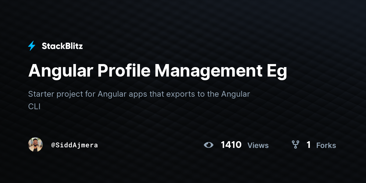 Angular Profile Management Eg - StackBlitz