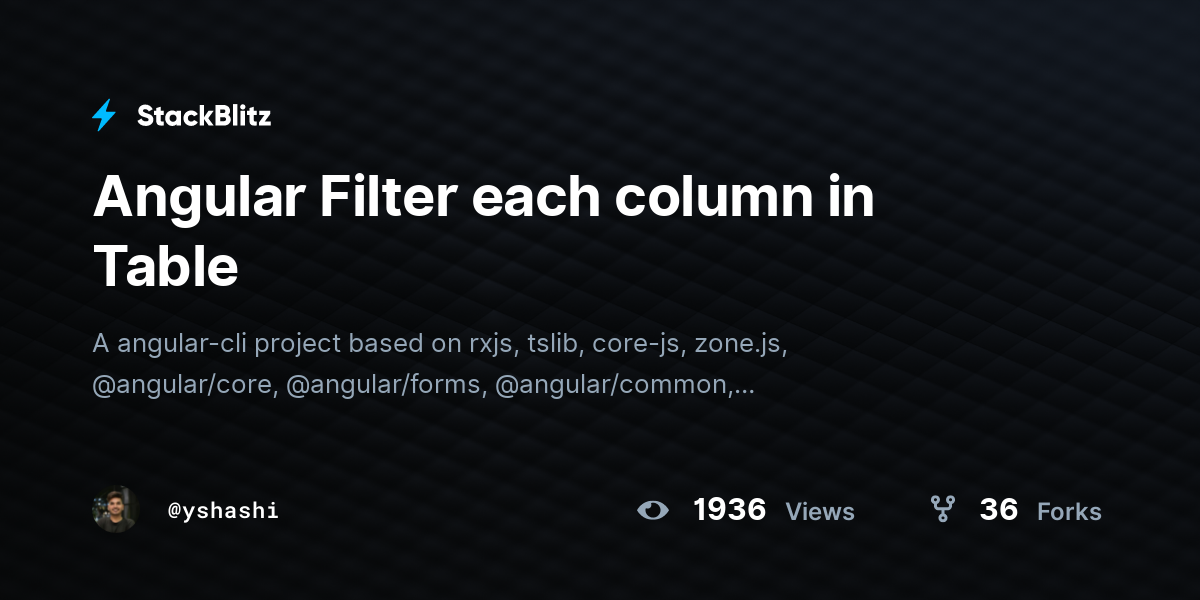 Angular Filter each column in Table - StackBlitz