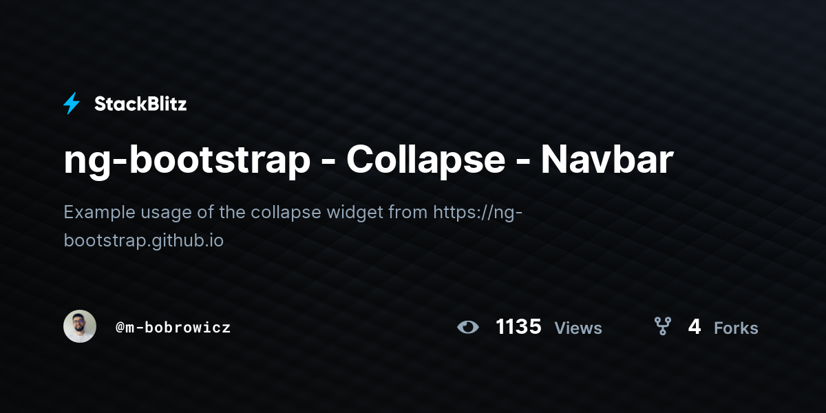 Ng bootstrap collapse navbar stackblitz