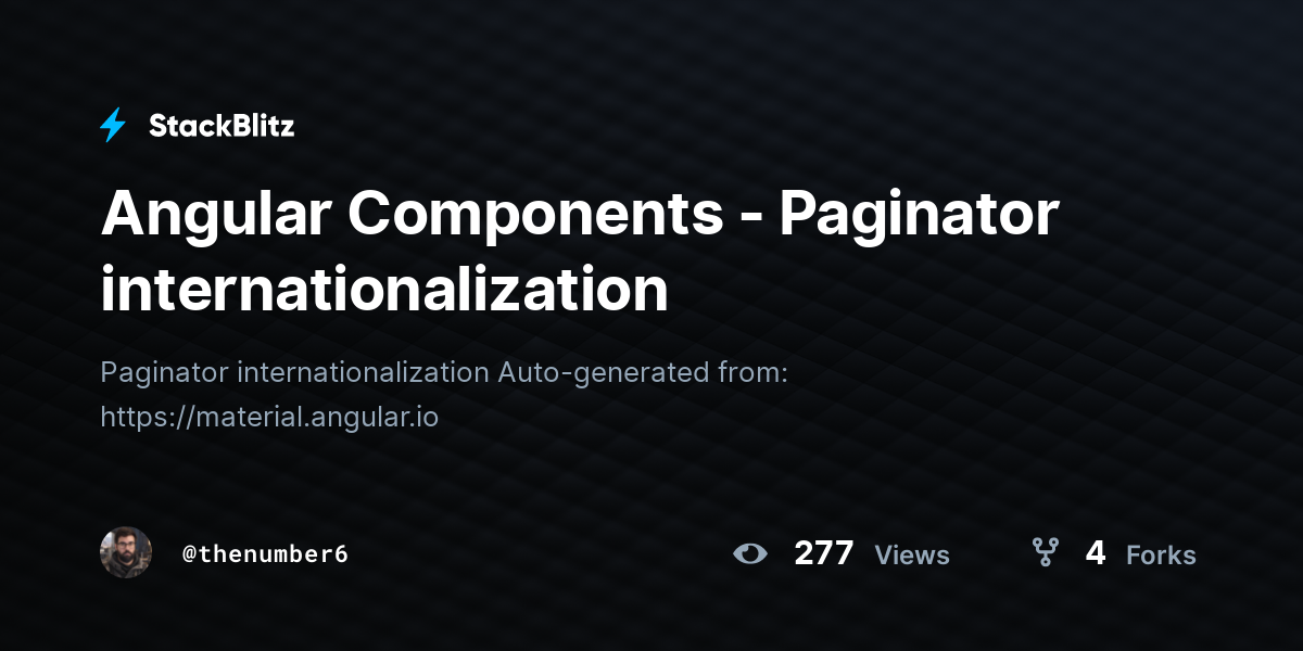 Angular Components - Paginator internationalization - StackBlitz