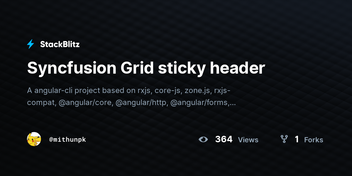 ag-grid sticky header