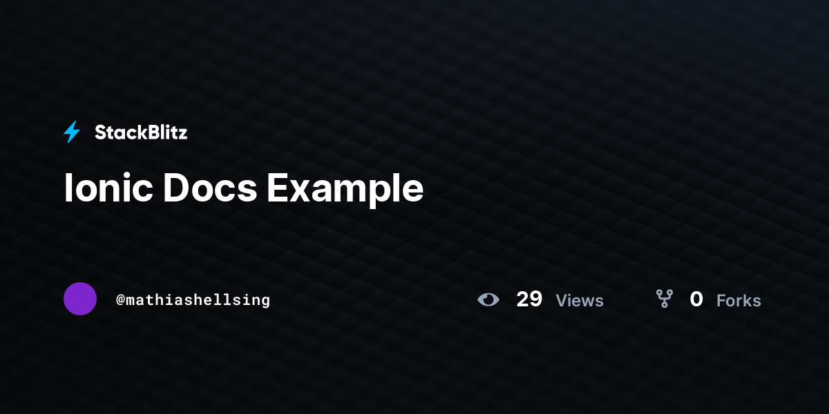 Ionic Docs Example - StackBlitz